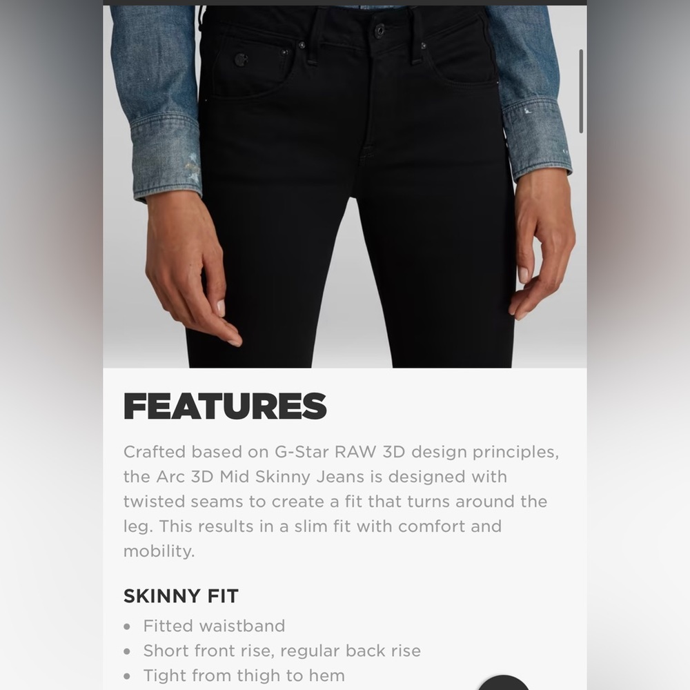 G-Star Raw Arc 3D Mid-Rise Skinny Jean in Black - Picture 8 of 10
